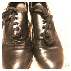 Dance leather black heels size 7 fits 6.5